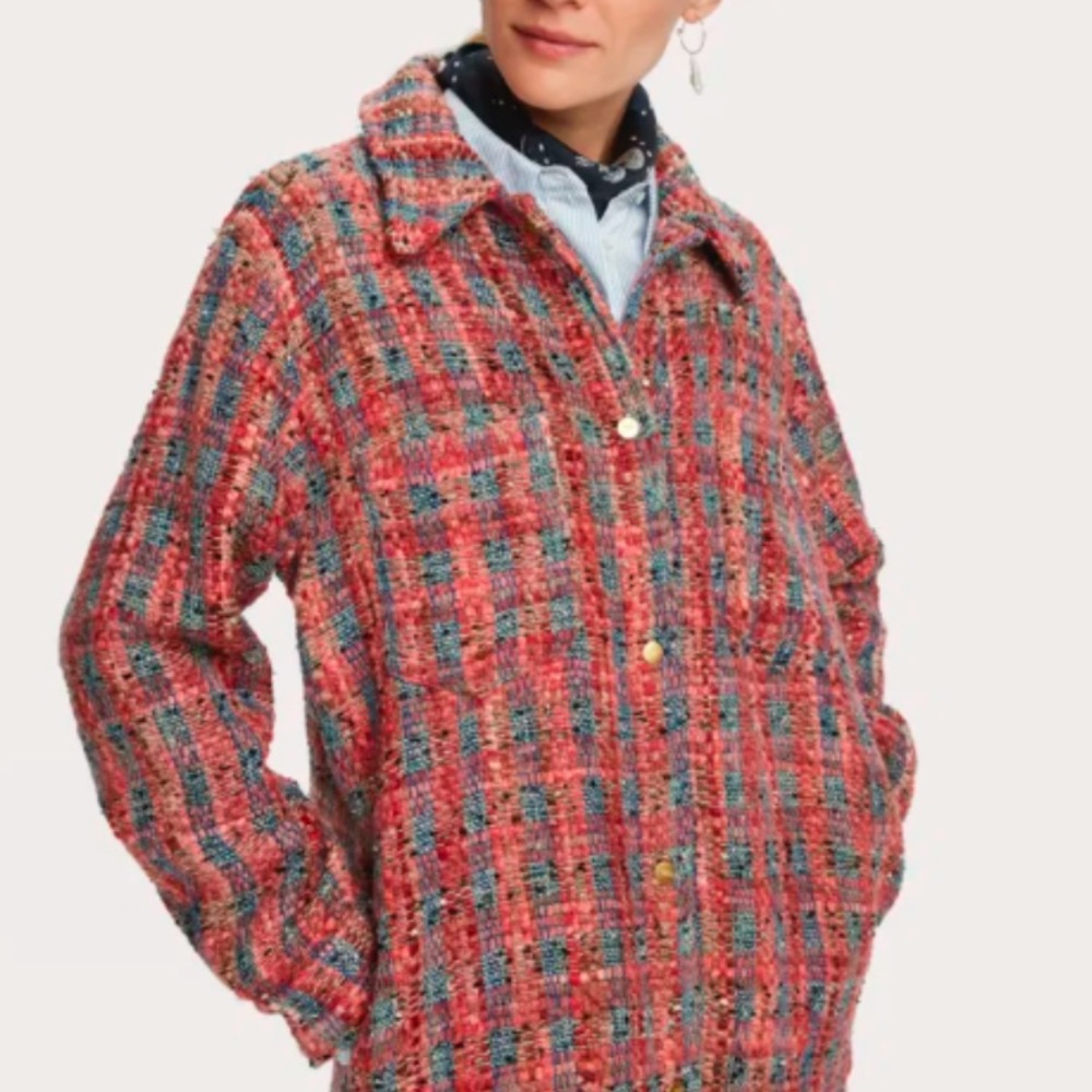Scotch & Soda Multi Color Wool Woven Oversized Blazer XS NEW